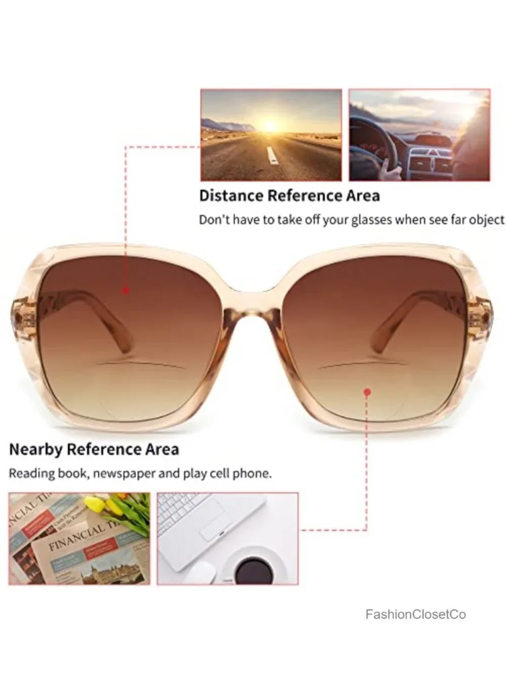 Bifocal Reading Sunglasses Oversized Square Sun Readers UV400 Protection